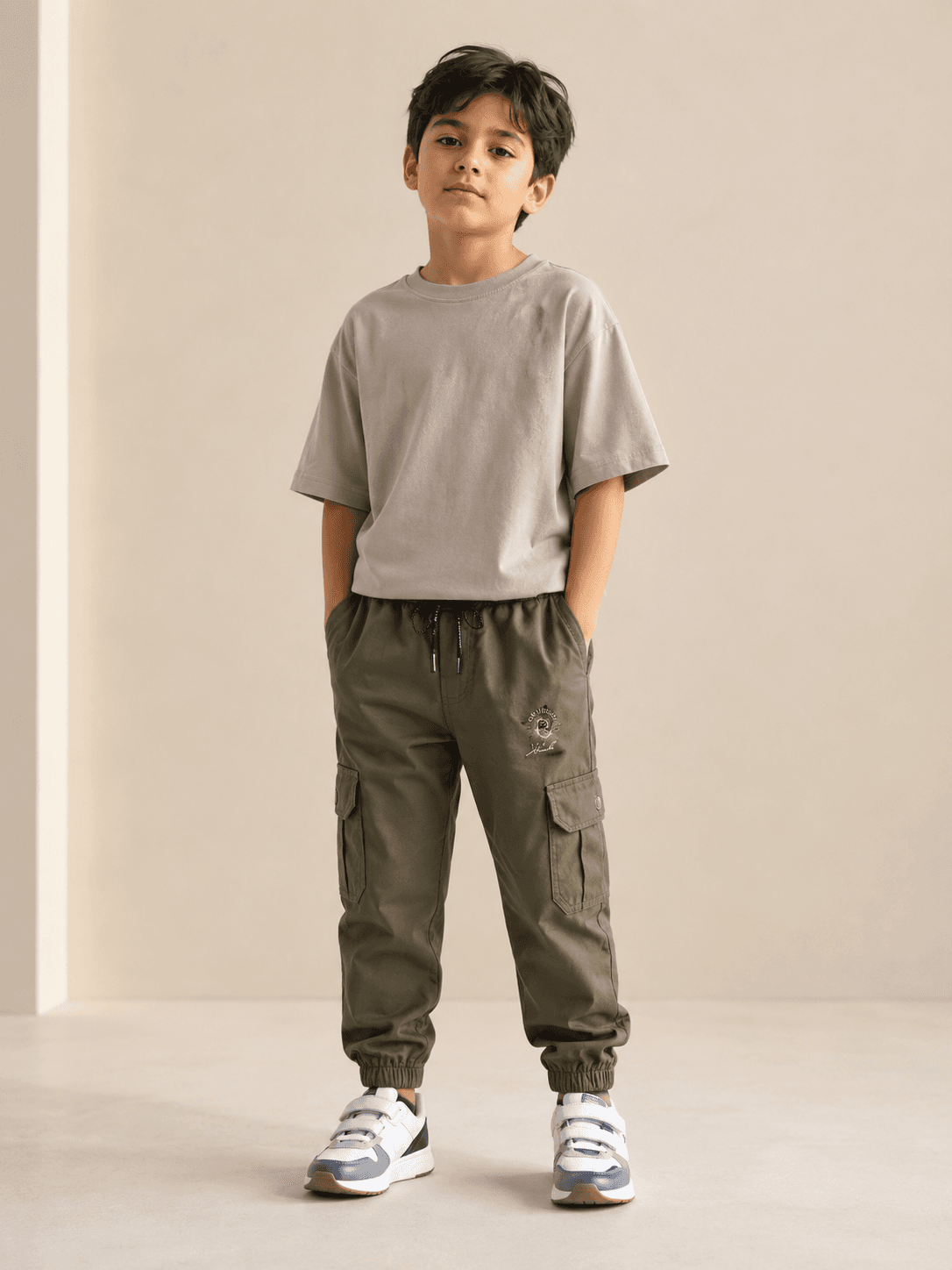 Style No. 563 premium 100% cotton boys joggers pant with modern details
