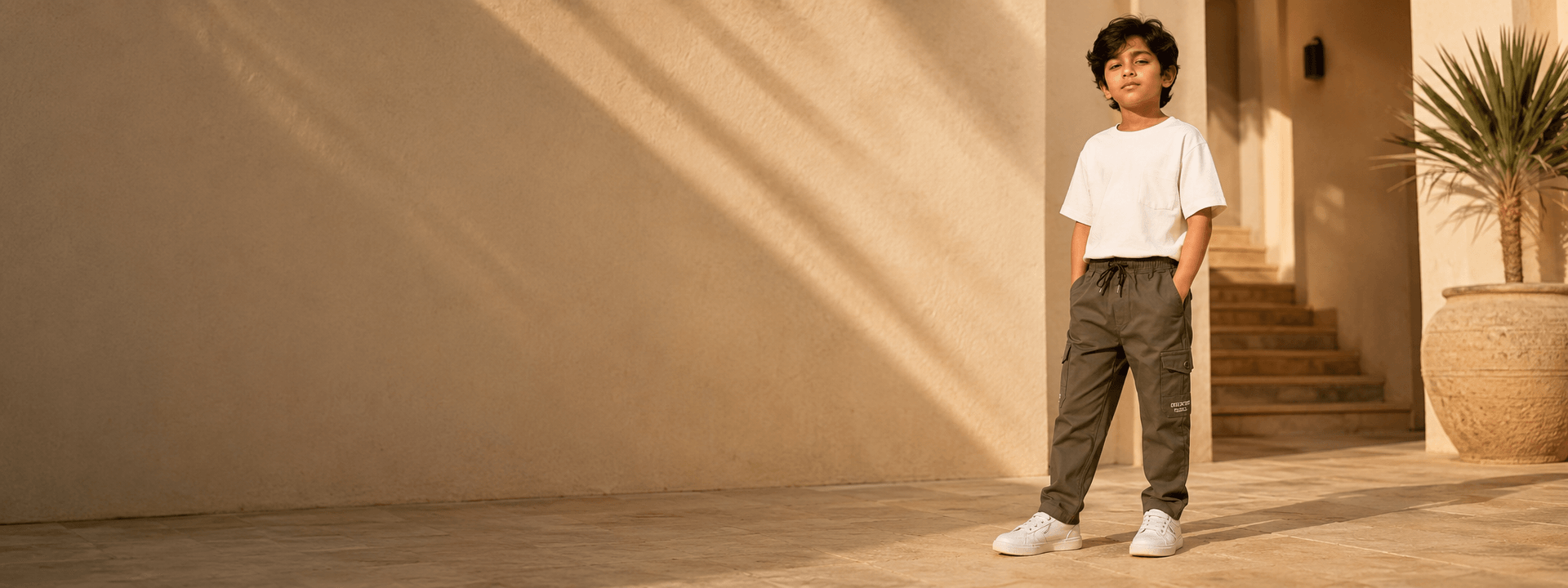 Boys cargo pants retail store sourcing India with utility pocket design hero banner